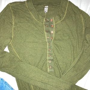 Free People Long sleeved, Army Green Top